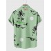 Green Coconut Tree Print Summer Casual Men's Short Sleeve Shirt