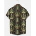 Men's Resort Style Hibiscus Weird Tiki Hawaiian Short Sleeve Shirt