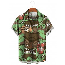 Men's Tiki Tropical Hawaiian Short Sleeve Shirt