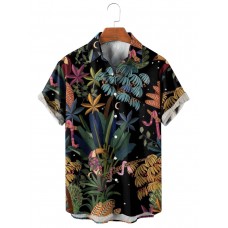 Men's Watercolor Tropical Hawaiian Short Sleeve Shirt