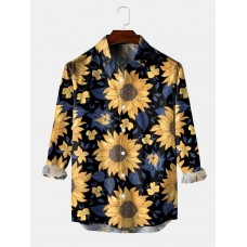 Men's Sunflower Hawaiian Resort Style Long Sleeve Shirt