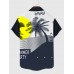 Summer Party Collision Color Coconut Tree Printing Men's Short Sleeve Shirt