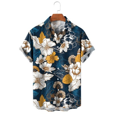 Men's Hawaiian Vacation Casual Floral Short Sleeve Shirt