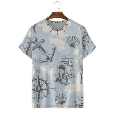 Fashionable Vintage Nautical Chart Print Versatile T-Shirt